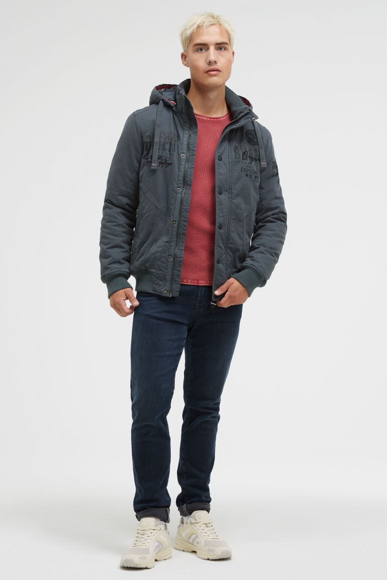 Wattierter Blouson mit Kapuze und Artworks