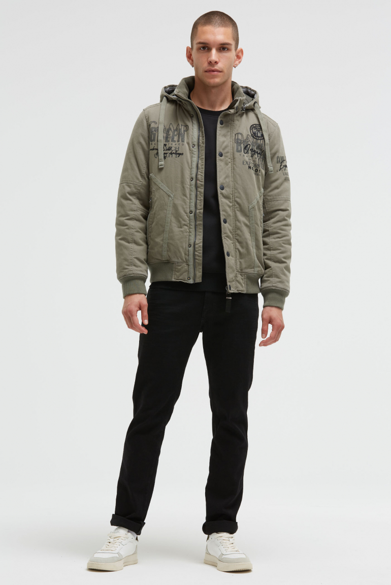Wattierter Blouson mit Kapuze und Artworks