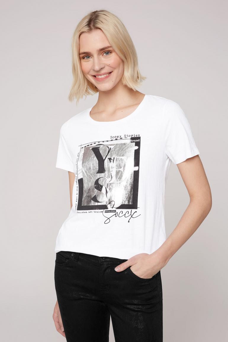 CAMP DAVID & SOCCX | T-Shirt mit Kunstdruck opticwhite