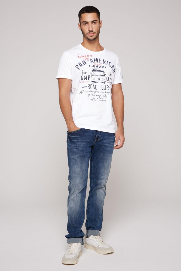 CAMP DAVID & SOCCX | T-Shirt mit Label Prints und Stickereien opticwhite