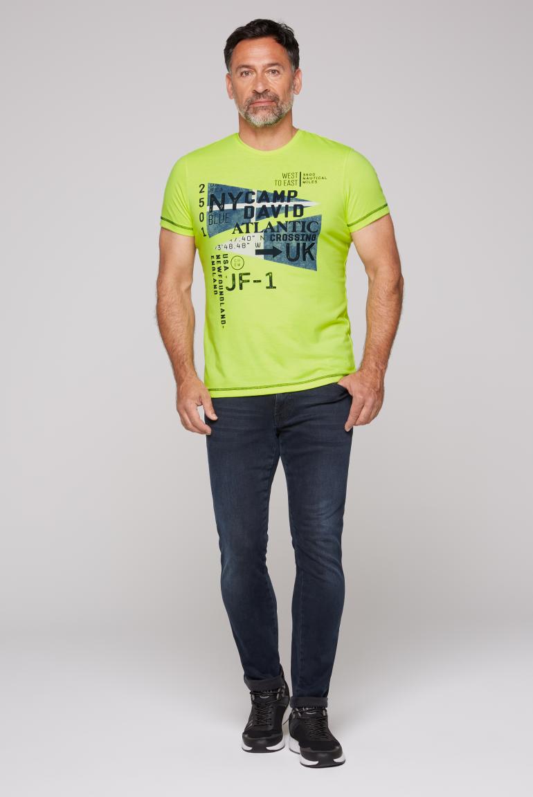 CAMP DAVID & SOCCX | T-Shirt Rundhals mit Print Artwork neon lime