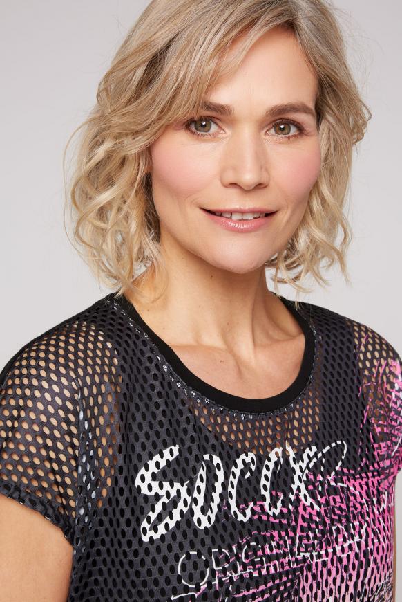 2-in-1 bedrucktes Mesh-Shirt mit Top