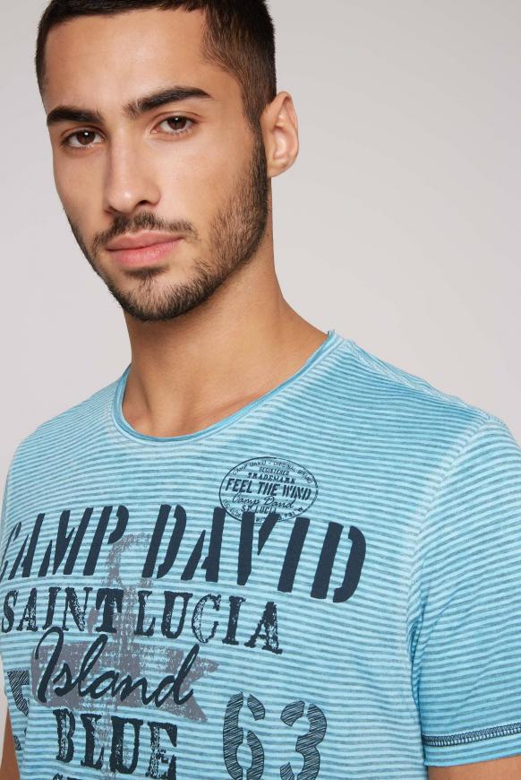Ausbrenner-Shirt mit Streifen und Print