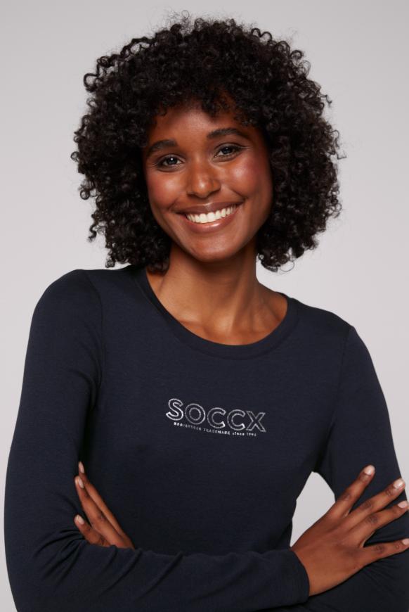 Basic Langarmshirt mit Foliendruck