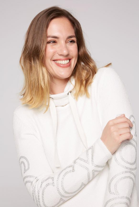 Chenille-Pullover mit Rollkragen und Logo