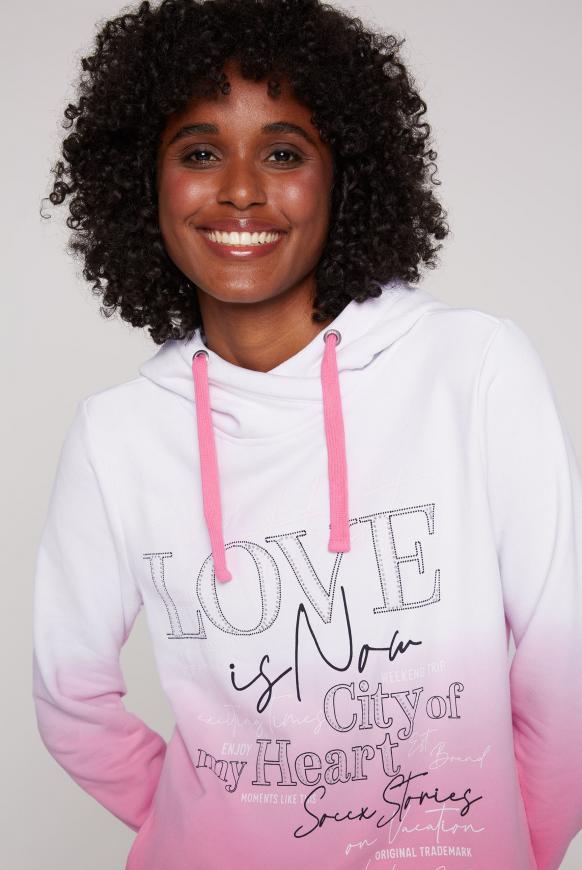 Dip Dye Hoodie mit Wording Print