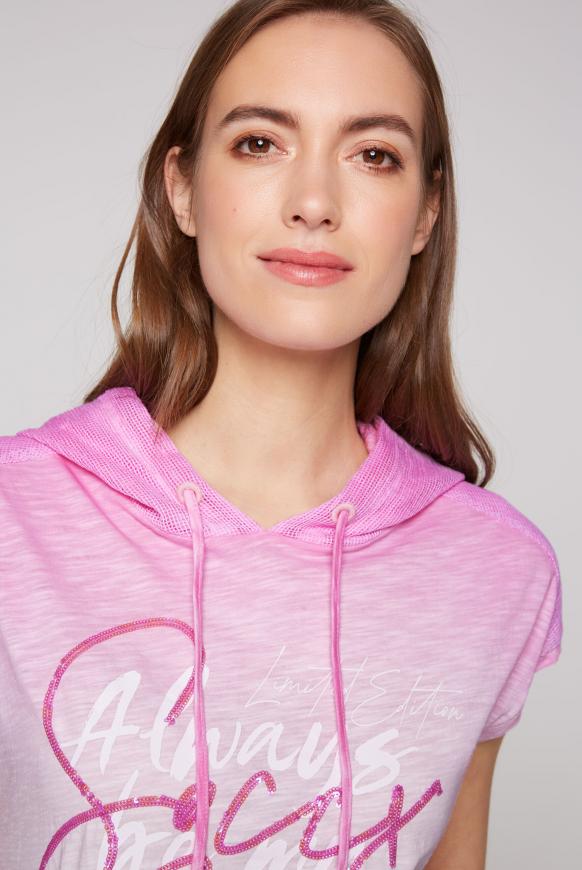 Dip-Dye-Shirt mit Meshkapuze