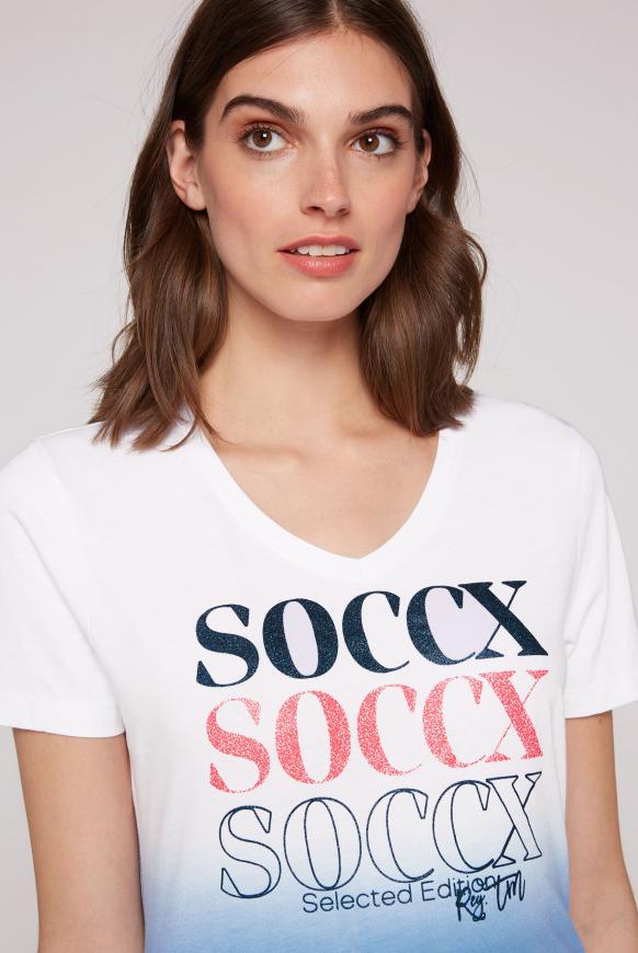 Dip Dye T-Shirt mit V-Neck