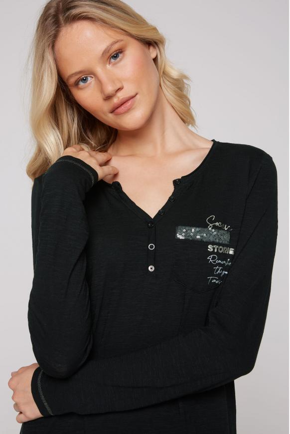 Henley-Langarmshirt mit Rücken-Artwork