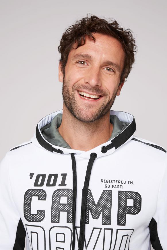 Hoodie im Materialmix mit Logo Artworks