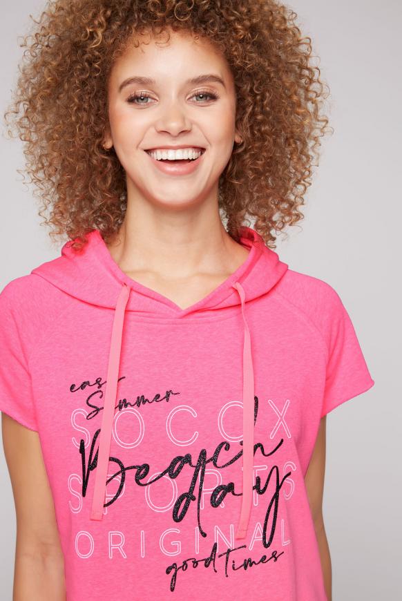 Hoodie-Kleid mit Label Print