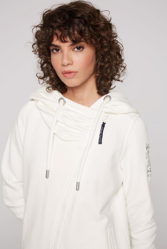 Kapuzensweatjacke mit diagonalem Reißverschluss