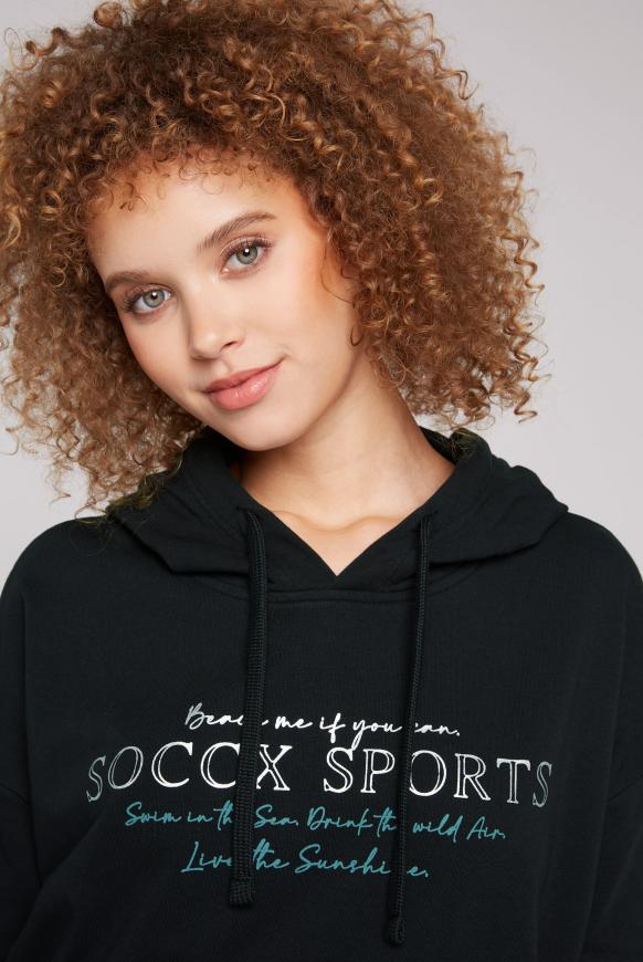 Kurzärmliges Kapuzensweatshirt mit Print