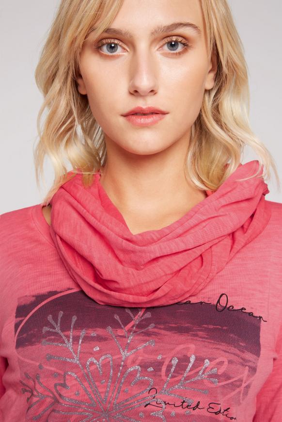 Langarmshirt mit drapierter Kapuze