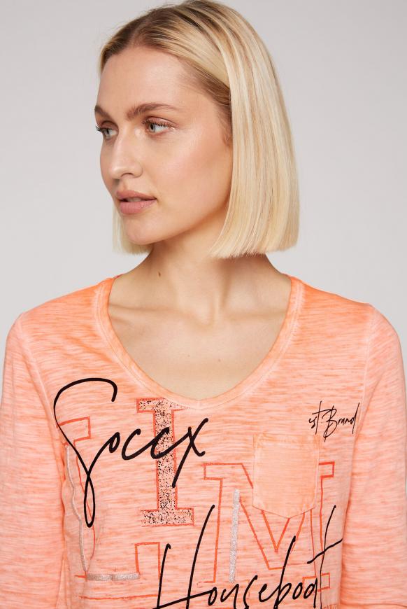 Langarmshirt mit Print und Tunnelzugsaum