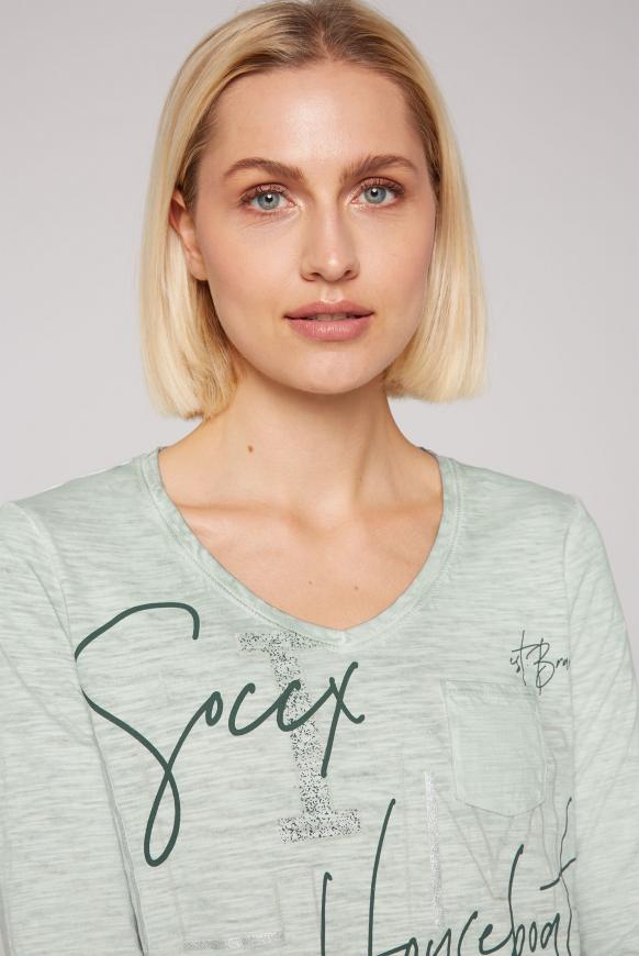 Langarmshirt mit Print und Tunnelzugsaum