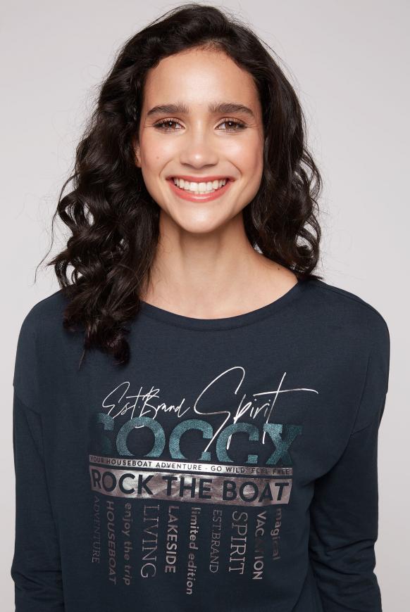 Langarmshirt mit U-Boot-Ausschnitt und Artwork