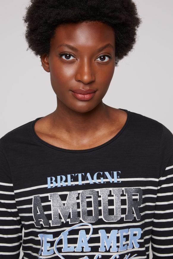 Leichtes Streifenshirt mit Glitter Print