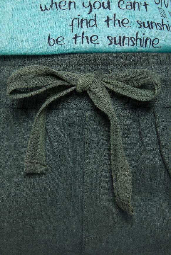 Leinenhose mit Seitentape und Label Print