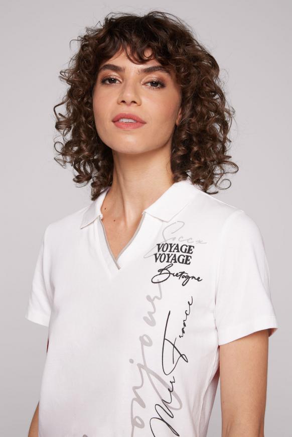 CAMP DAVID & SOCCX | Poloshirt aus Pikee mit Artwork ivory