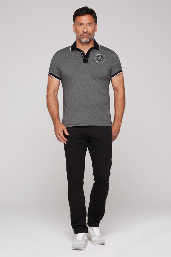 CAMP DAVID & SOCCX | Poloshirt mit feinen Streifen und Artwork winter coral  / black