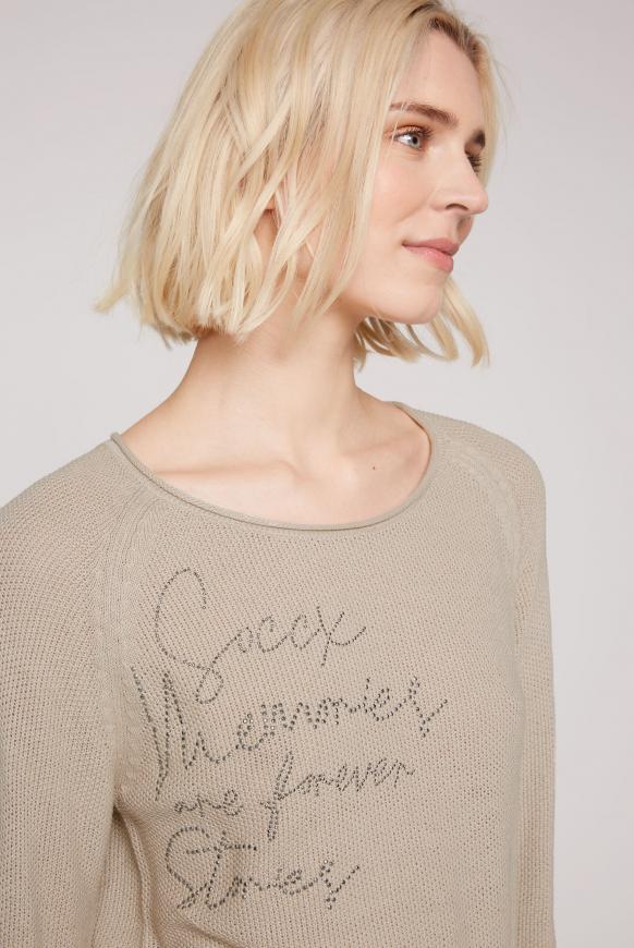 Pullover mit Strickmuster und Bindebandsaum