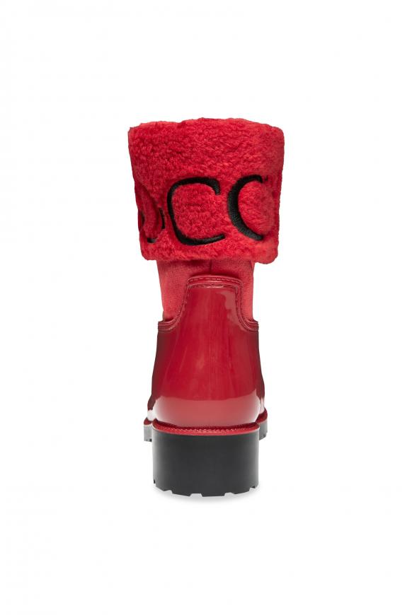 Regenstiefel mit Fake-Fur-Schaft und Logo