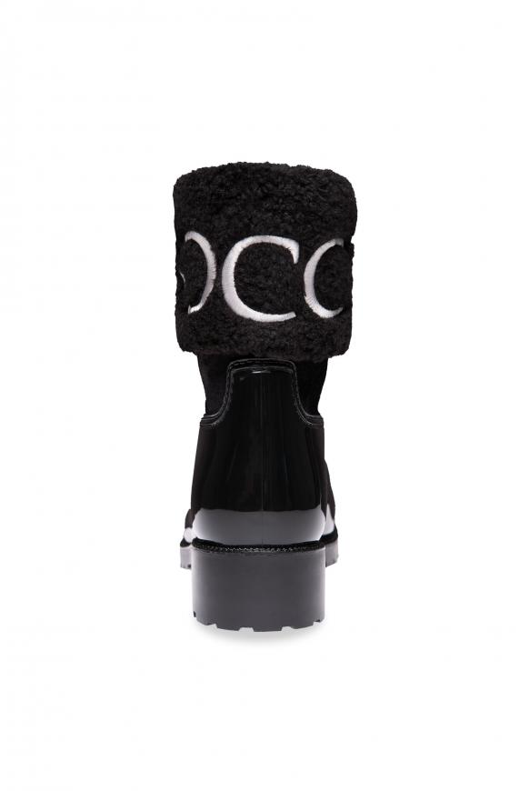 Regenstiefel mit Fake-Fur-Schaft und Logo
