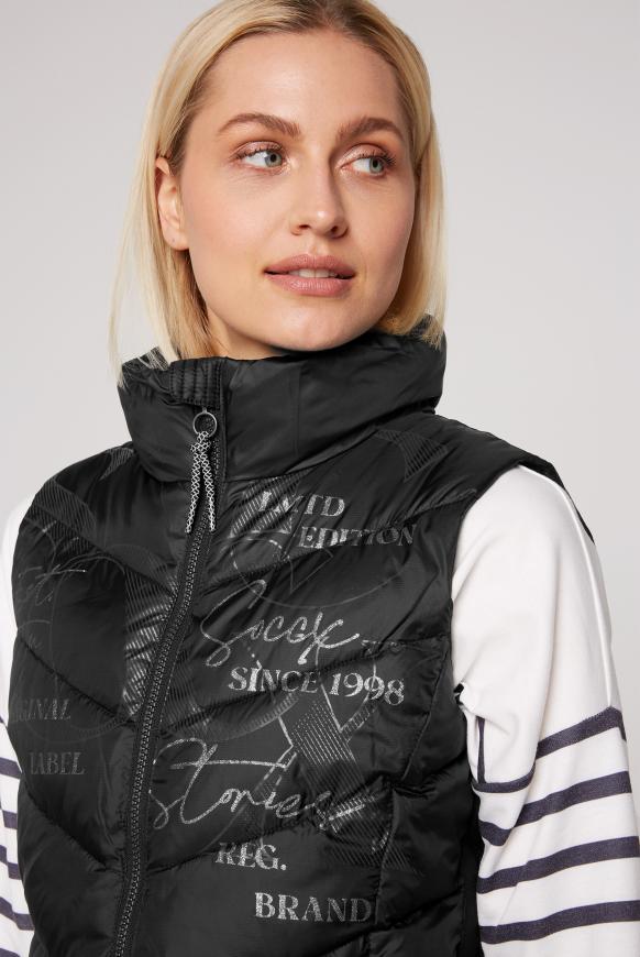 Steppweste mit Wording Print