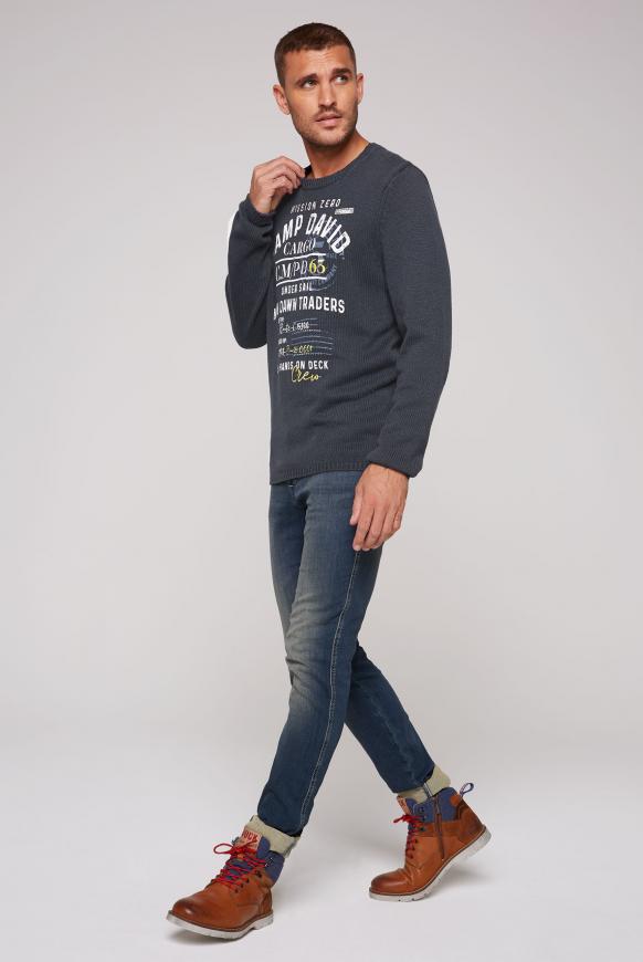 Stone Washed Pullover mit Logo Prints