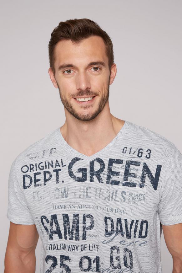 Streifenshirt mit V-Neck und Used Print