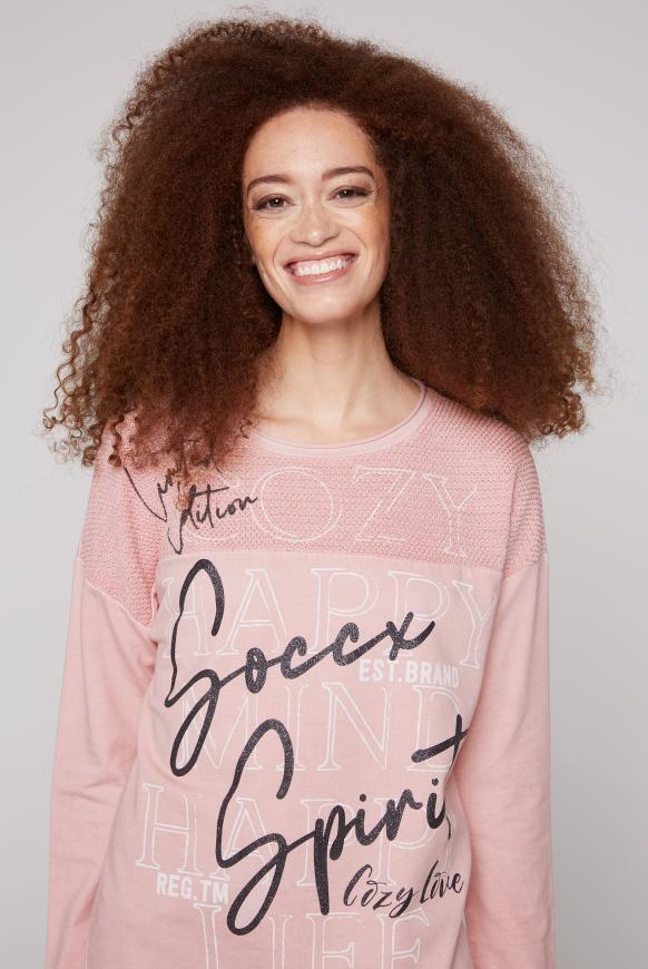Sweatshirt mit Chenillestrick und Print