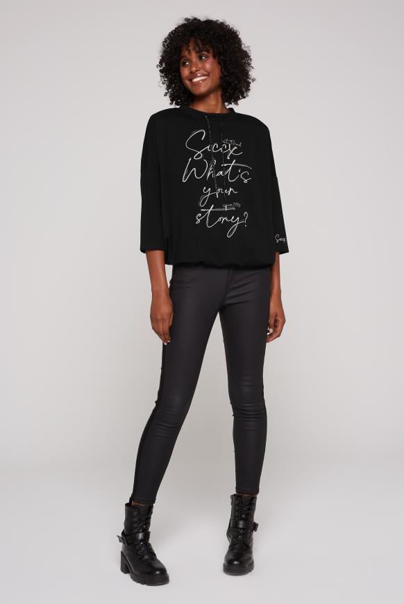 Sweatshirt mit Prints, Tape und Gummizugsaum
