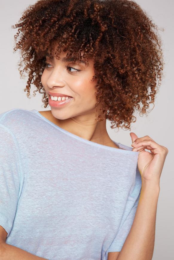 T-Shirt aus Leinen mit kleinem Label Print