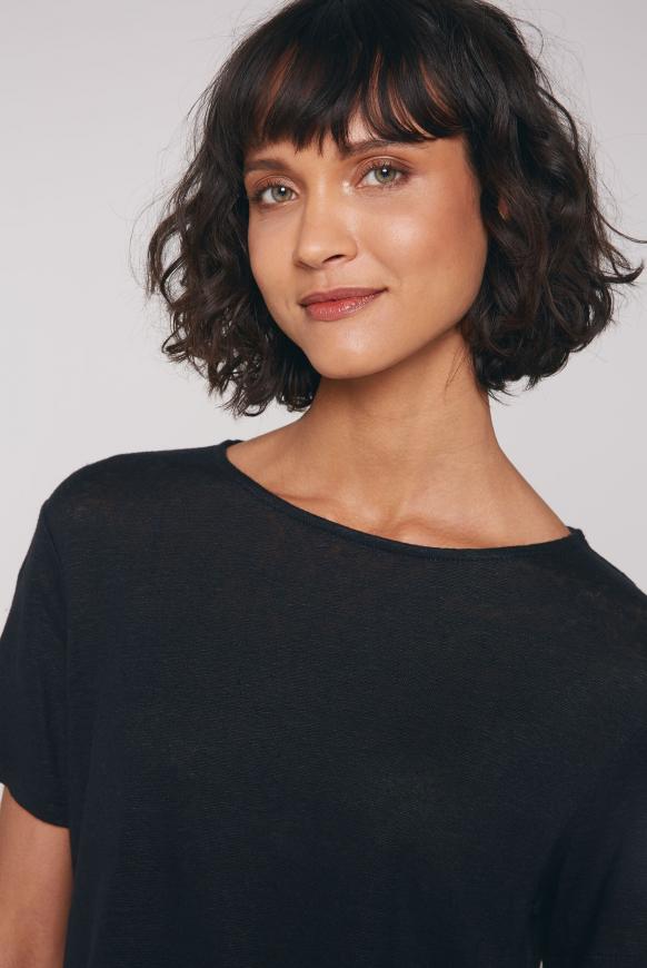 T-Shirt aus Leinen mit kleinem Label Print
