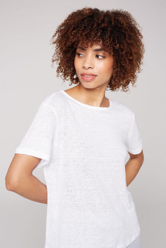 T-Shirt aus Leinen mit kleinem Label Print