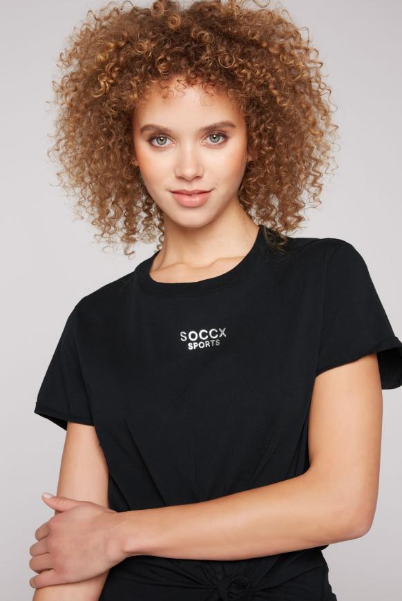 T-Shirt mit Knoten und Logo Print
