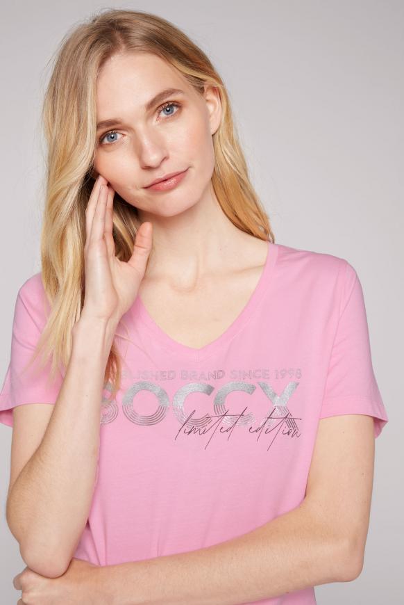 T-Shirt mit V-Ausschnitt und Artwork