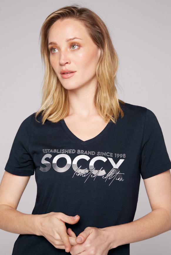 T-Shirt mit V-Ausschnitt und Artwork