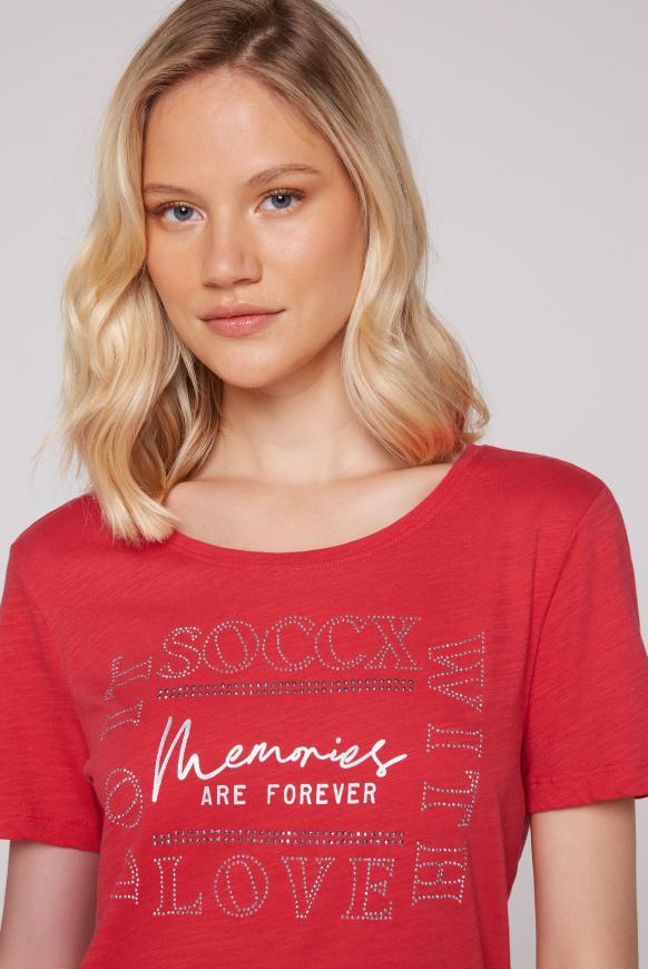 T-Shirt mit Wording aus Schmucksteinen