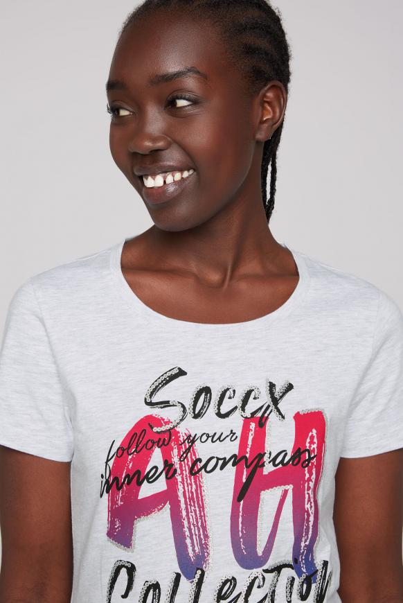 T-Shirt mit Wording und Pailletten-Print