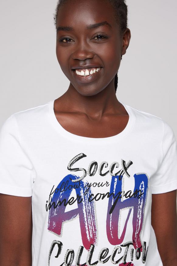 T-Shirt mit Wording und Pailletten-Print