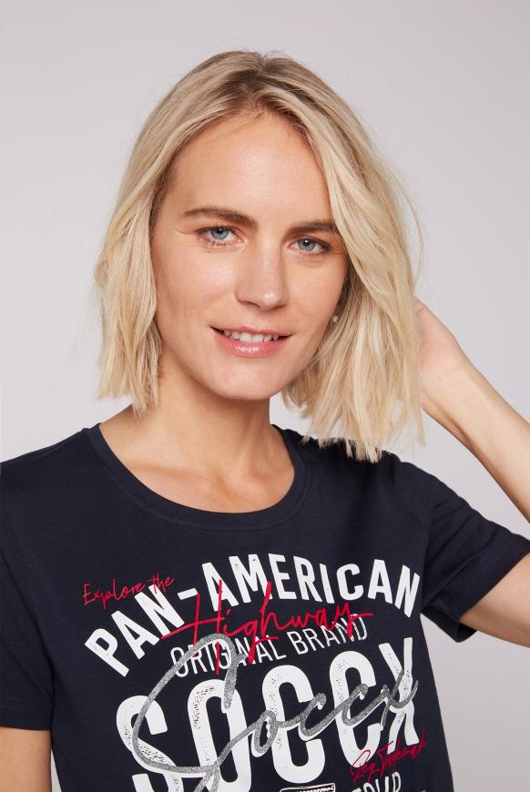 T-Shirt Rundhals mit Label Print