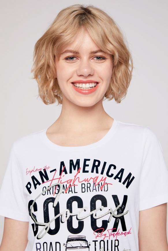 T-Shirt Rundhals mit Label Print