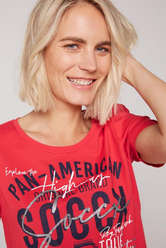 T-Shirt Rundhals mit Label Print