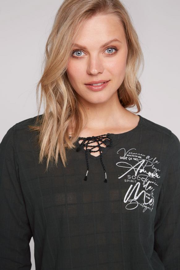 Tunika-Bluse mit Karowebmuster