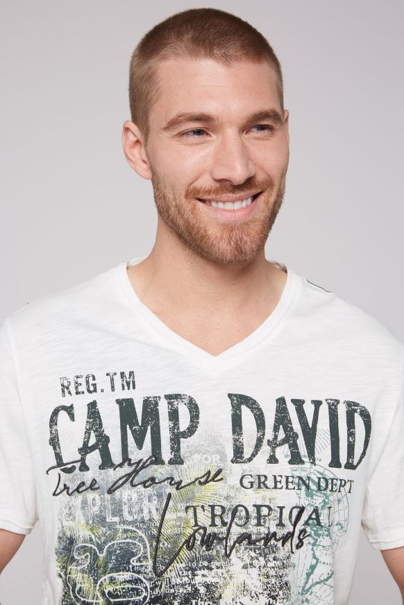 V-Shirt mit Prints und Stickereien