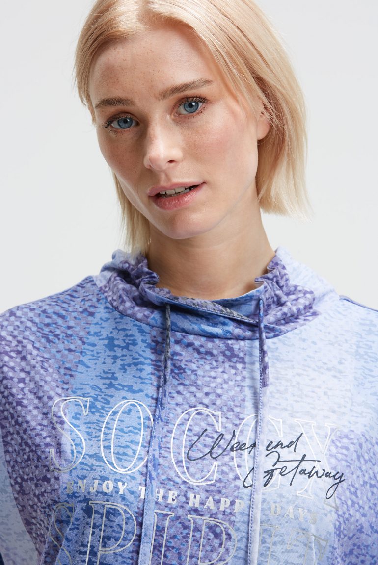 Ärmelloses Ausbrenner-Shirt mit Kragen und All Over Print