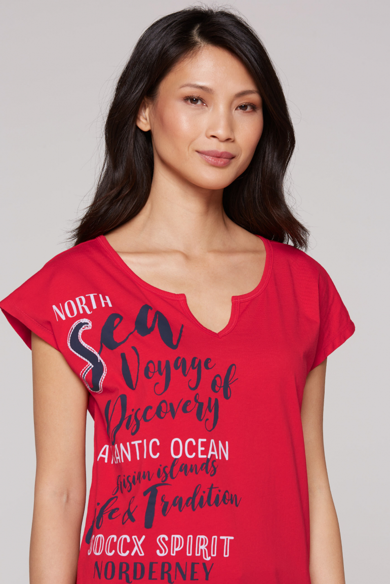 Ärmelloses Shirt mit Print und Elastiksaum