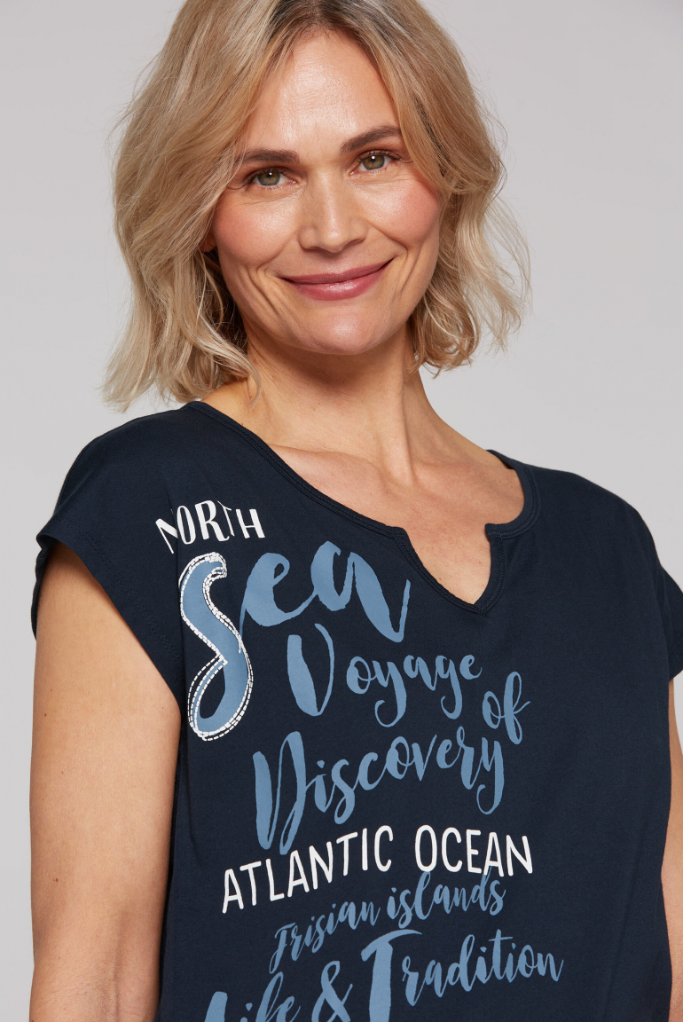 Ärmelloses Shirt mit Print und Elastiksaum